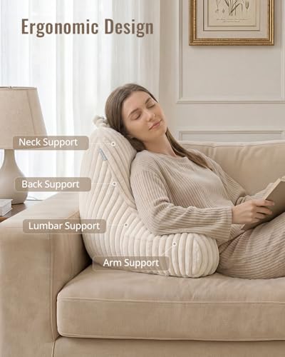 Blissful Diary Reading Pillow for Bed, Backrest Pillow, Cream White - color: Fuzzy Cream White, size: Standard(18inch)