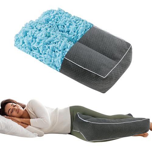 HOMBYS Shredded Memory Foam Knee Pillow for Side Sleepers, 5.5" Height Pillow Between Legs for Aligns Spine & Relieves Pressure Hip & Leg Elevation, Supportive Pillow for Pregnancy, Sciatica, Grey - color: Grey, size: Height-5.5"