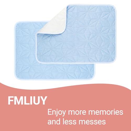2 Pack QuiltedWaterproof Pads for Bed Washable 18x24 Inch Blue - color: Blue, size: 18"x24"