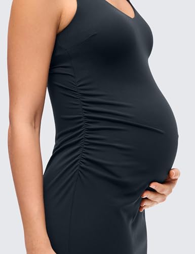 CRZ YOGA Maternity V Neck Mini Dress - color: True Navy, size: Large