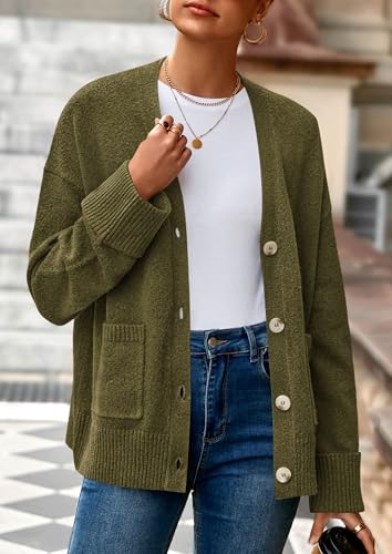 PRETTYGARDEN Women's Winter Oversized Cardigan Sweaters - color: Army Green, size: Large