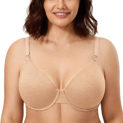 CALVENA Women's Lightly Padded Nursing Bra - color: Oatmeal Heather, size: 36B