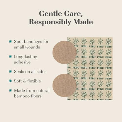 FEBU PFAS Free Bamboo Fabric Bandages, 50 Count Spot - style: Spot / Round (50 Count)