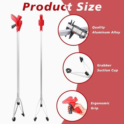 Sabary 5 Pack Suction Cup Grabber Reacher Tool Trash Picker,Red,43inch - color: Red, size: 43 Inch
