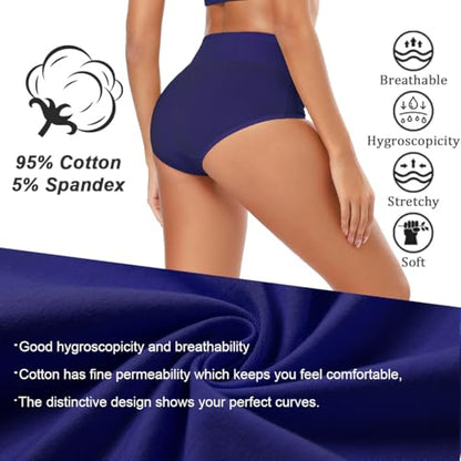 Molasus Women's Cotton Underwear High Waisted Full Coverage Ladies Panties (Regular & Plus Size) - color: Multicolor-5pack-a1, size: Small