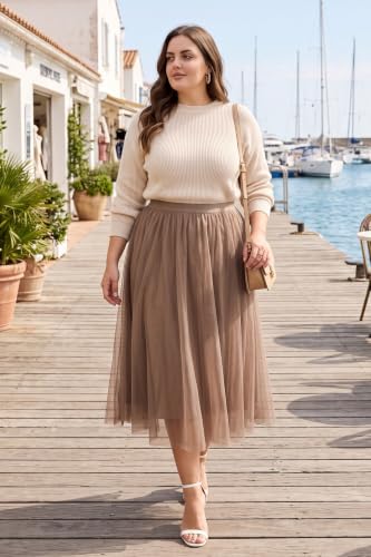 Eytino Plus Size Maxi Skirts for Curvy Women - color: Brown, size: 5X