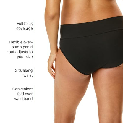 Motherhood Maternity womens Foldover Brief Panty 3-pack - color: Flat Grey, Plein Air, B/W Dot, size: Small