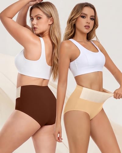 Women's Cotton Underwear High Waisted Tummy Control Panties 5 Pack - color: Multicolor B, size: Small