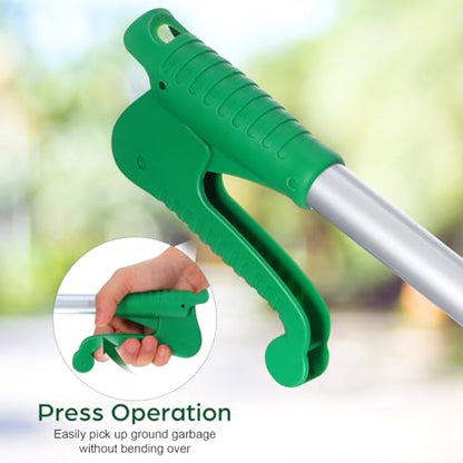 15.7" Aluminum Reacher Grabber – Lightweight Pick-Up Tool for Trash & Objects, Foldable Arm Extender for Indoor/Outdoor Use, Mobility Aid for Seniors & Wheelchair Users