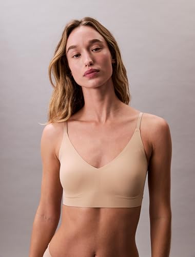 Calvin Klein Women's Invisibles Comfort Lightly Lined Seamless Wireless Triangle Bralette Bra - color: Bare, size: Small