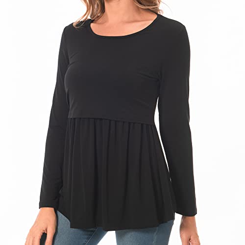Bearsland Women’s Scoop Neck Nursing Top - color: Black, size: Small