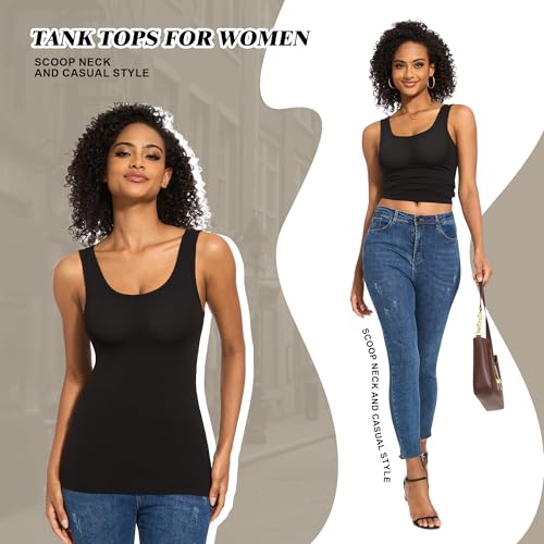 TVKSOM 5 Pack Basic Ribbed Tank Tops for Women Layering Undershirts - color: 5pack Pink,white,nude,light Gray,black, size: Small