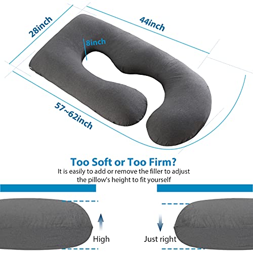 BATTOP Pregnancy Pillows for Sleeping- U Shaped Full Body Maternity Pillow, Pregnancy Pillow for Side Sleepers with Removable Cover, Supports Back, Hips, Belly & Legs (Black Grey) - color: Black Grey