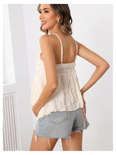 MakeMeChic Women's Maternity Babydoll Tank Tops Peplum Ruffle Cami Top - color: Apricot, size: Large