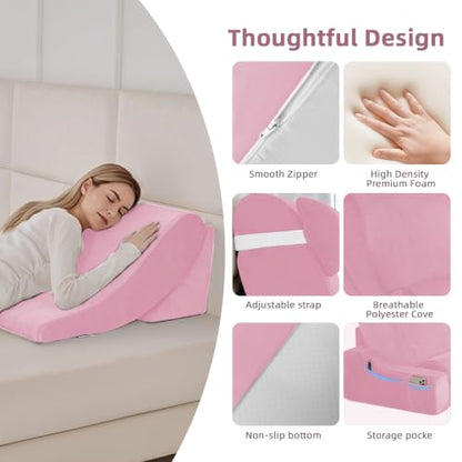 Wedge Pillow Set for After Surgery,Pink,9PCS-23.2" - color: Pink, size: 9PCS-23.2''