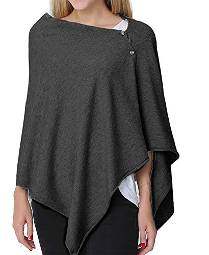 stylesilove Multi-Use Knit Nursing Shawl Poncho Adjustable Buttons for Breastfeeding Protection Nursing Cover Infinity Scarf - color: Slate