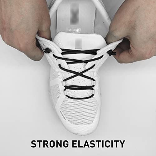 3 Pairs Elastic Shoe Laces Replacement Laces for Running Shoes,Stretch Oval Strings Replacement Shoestrings - color: Black*2+white*1