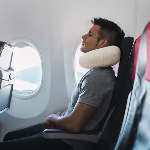 Memory Foam Neck Pillow, Travel Neck Pillow, Beige - color: Beige