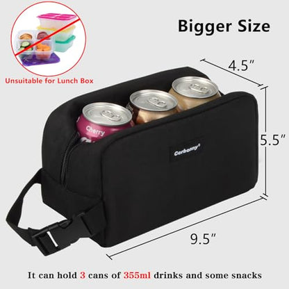 Cerbonny Small Cooler Bag,Freezable Lunch Bag,Built-In Ice Pack,L Size - color: Black-B