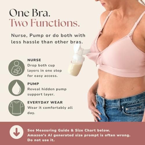 Simple Wishes Pumping Bra Hands Free, Nursing Bra for Breastfeeding - color: Ballet Slipper, size: Medium