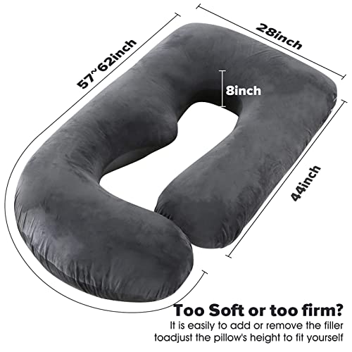 Elover U Shaped Pregnancy Pillow,Full Body Maternity Support - color: Velvet -Black