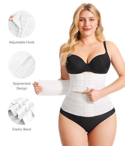 Nebility Waist Trainer for Women Corset Shapewear Tummy Control Segmented Waist Cincher Workout Girdle - color: White, size: Small