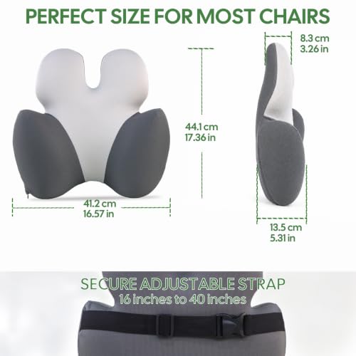 Full Back Support Pillow for Office Chair, 3-Zone Memory Foam