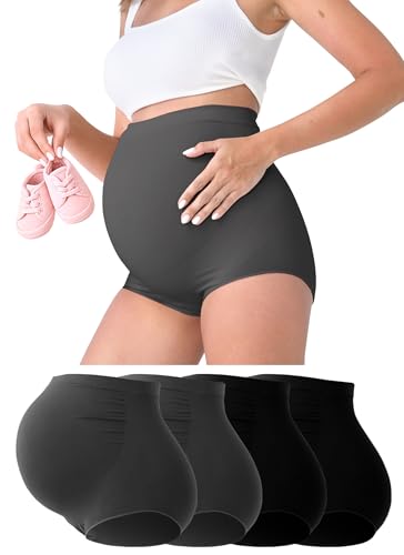 Rnxrbb M-5XL Maternity Underwear Seamless Plus Size Over Bump Panties Cloth - color: 2black+2gray, size: 5X-Large