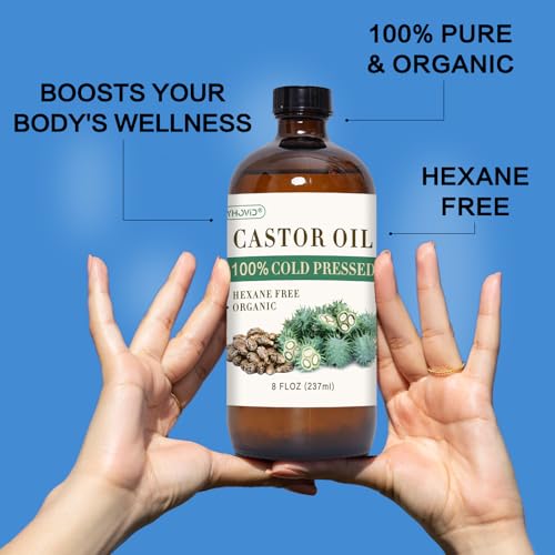 5 Pcs Castor Oil Pack Wrap, Castor Oil Organic Cold Pressed Unrefined