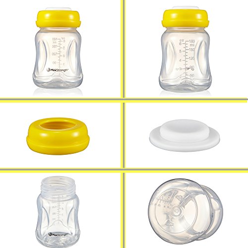 Max Strength Pro Breastmilk Bottles 6pc Set with Leak Proof Lids 6.oz 180ml
