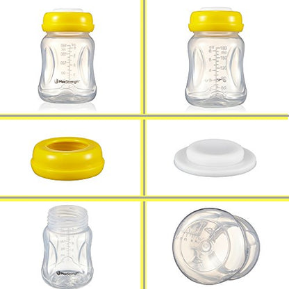 Max Strength Pro Breastmilk Bottles 6pc Set with Leak Proof Lids 6.oz 180ml