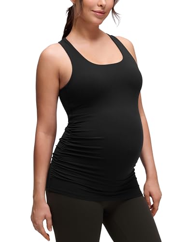 CRZ YOGA Maternity Racerback Tank Tops - color: Black, size: Medium