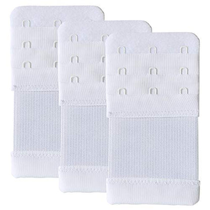 Bra Extender 3 Hook Elastic Stretchy Bra Band Extension 3pcs-Pack - color: White, 3 Hook, 0.75inch(1.9cm)