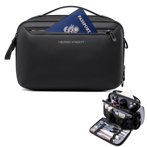 hk Toiletry Bag for Men, 5L Travel Dopp Kit with 180° Lay-Flat Opening
