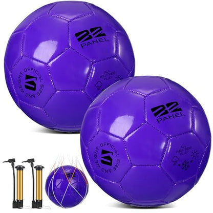 Shappy 2 Pcs Soccer Balls Bulk with Pump Mesh Bag - color: Dark Purple, size: Size 3