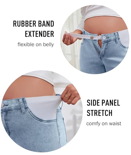 Women's Maternity Bootcut Jeans Pregnancy Jeans Flare Denim Pants - color: Light Blue, size: Small