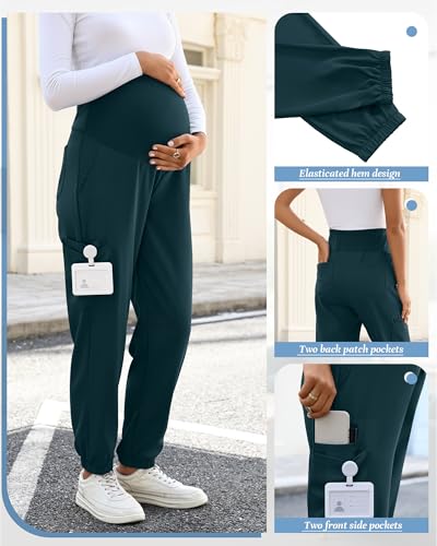Women's Maternity Scrub Pants Pregnancy Scrub - color: Caribbean Blue, size: XX-Large