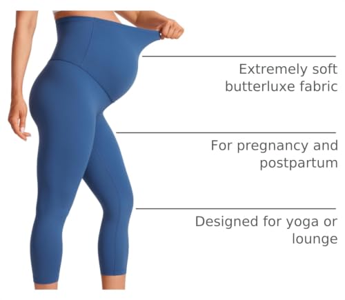 CRZ YOGA Maternity Capris Leggings 21" - color: Pitch Blue, size: Medium