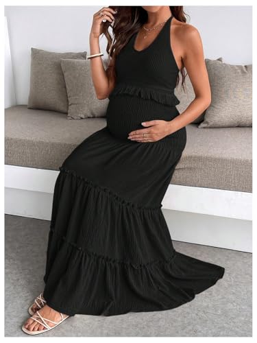 OYOANGLE Women's Maternity 2 Piece Skirt Set Outfits - color: Black, size: Small