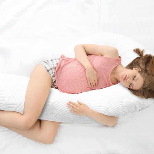 Body Pillow for Adults, Swan Bed Pillow Insert for Sleeping, White, 49 In - color: White Tencel