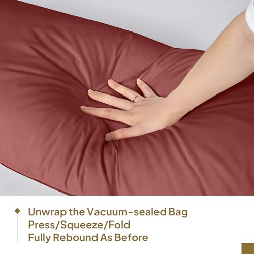 Goose Down Body Pillow for Adults, Burgundy, 20"x60" - color: Burgundy, size: 20"x60"