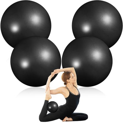4 Pcs Small Pilates Ball Bulk 9 Inch Mini Yoga Ball - color: Solid Black