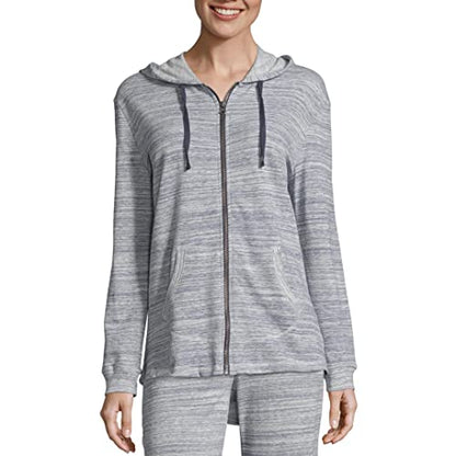 Hanes womens French Terry Zip Hoodie - color: Navy Spacedye, size: Medium