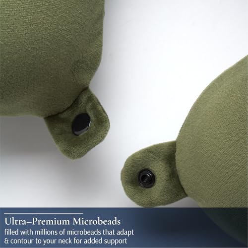Brookstone Travel Neck Pillow Lightweight U-Shaped Memory Foam Pillow - color: Olive