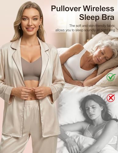 Jelly Bras for Women No Underwire Seamless Pullover Bras Wireless T Shirt Bralettes Wide Straps Sleep Everyday Bra - color: Grey, size: Large