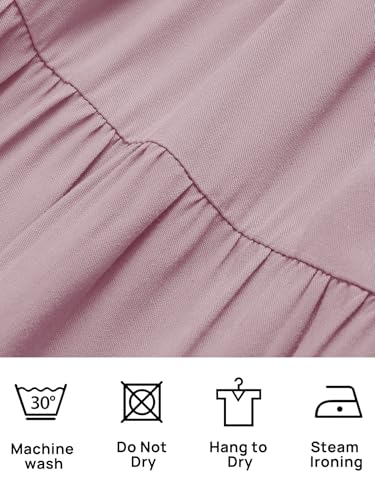 CzzzyL Women's Nursing Dress Smocked Bodice Ruched Midi with Pockets - color: Pink, size: Medium