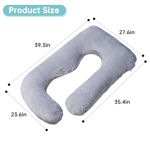 Pregnancy Pillow Replacement Cover Compatible with Momcozy Pillows, Removable and Washable U Shaped Smooth Maternity Pillow Cover, Soft Large Pillow Protector for Side, Gray (ONLY Pillowcase)