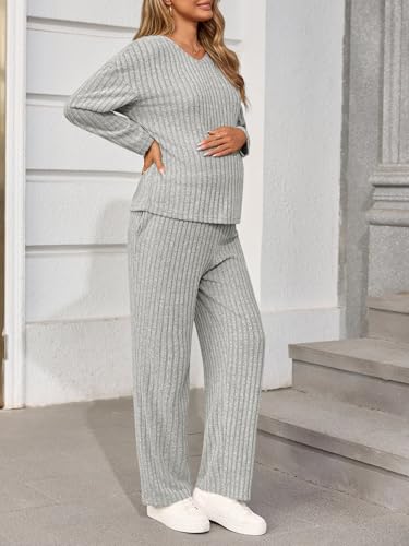 Yousify Womens Maternity Pajamas Sets 2 Piece Outfits - color: Grey, size: X-Large