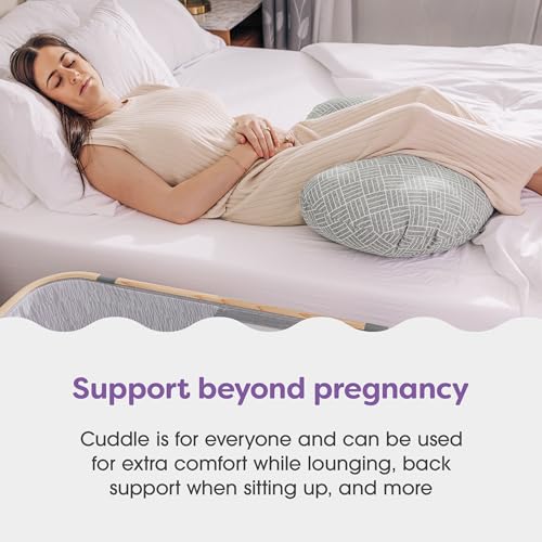 Boppy Cuddle Pregnancy Pillow, Compact Maternity Support for Side Sleepers - color: Gray Basket Weave