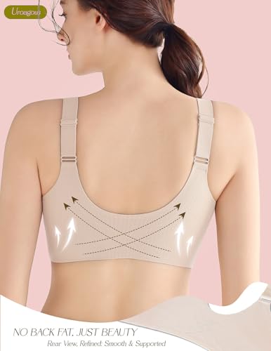 Womens Front Closure Bras for Women Seamless Soft Mastectomy Bra - color: Plain Beige, size: Small